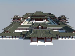 唐代古建寺庙SU模型