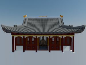 天王殿寺庙大殿SU模型