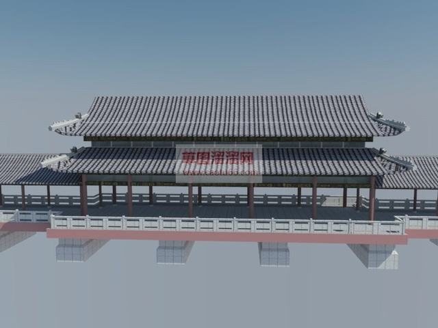 中式古建廊桥SU模型