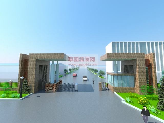 工厂入口大门岗亭SU模型