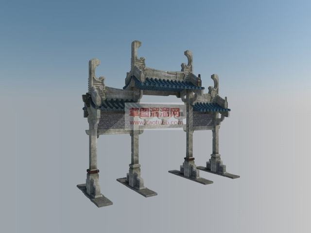 牌坊门楼SU模型
