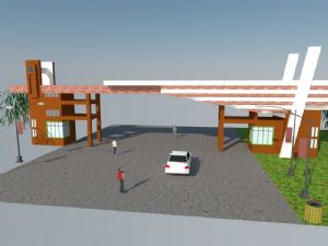 大学校门柳树SU模型