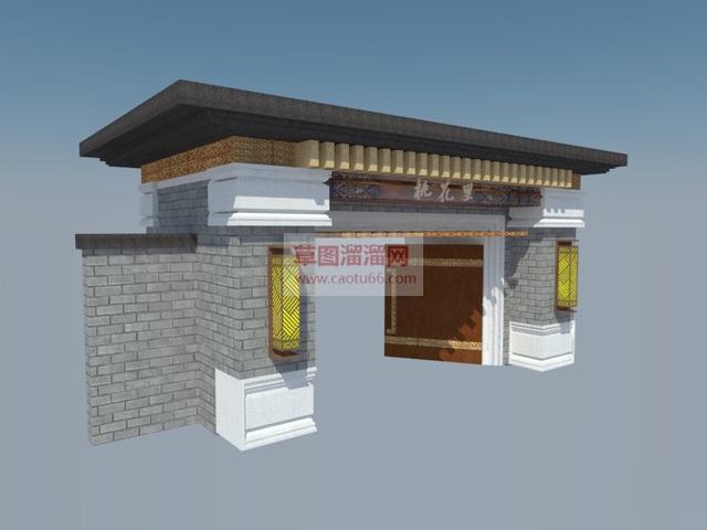 中式大门中式入口入口大门SU模型