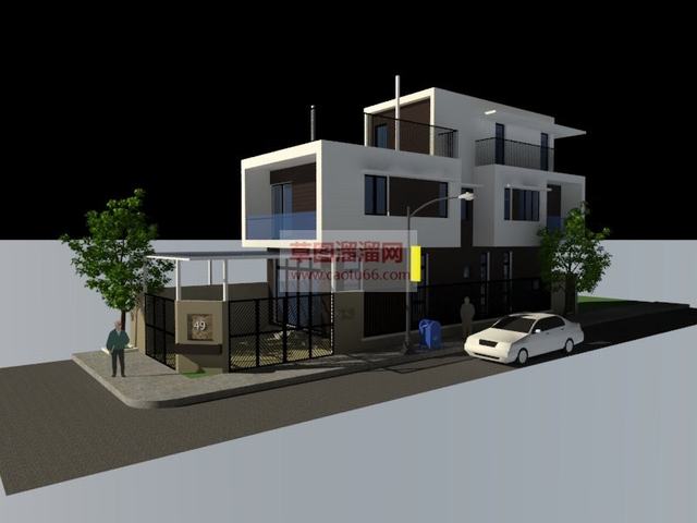3D树木汽车路灯SU模型