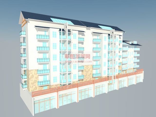 新中式建筑联排别墅中式别墅SU模型