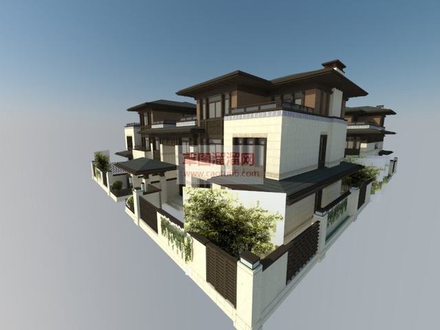 中式别墅别墅建筑住宅建筑SU模型