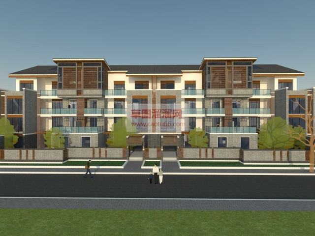 新中式建筑中式别墅中式住宅SU模型