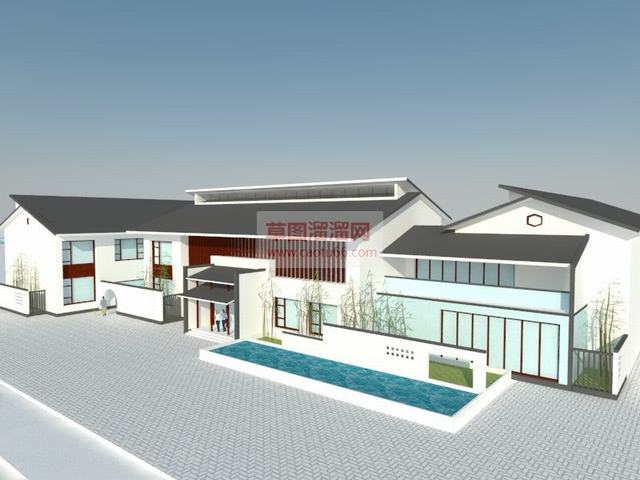 新中式建筑徽派SU模型