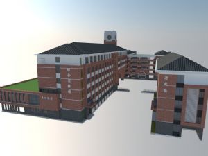 学校楼房教学楼钟楼SU模型