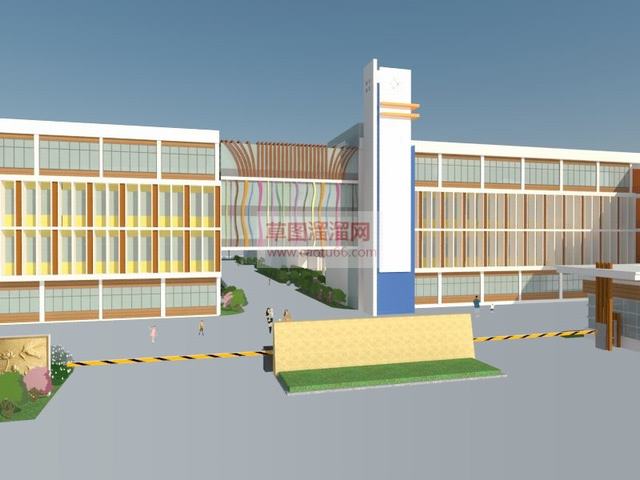 学校教学楼门卫亭SU模型