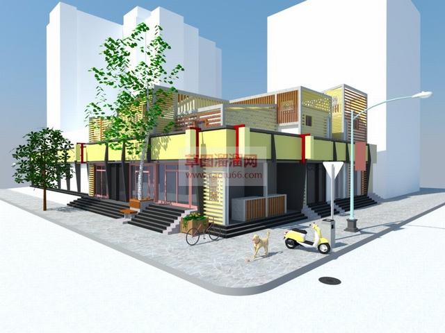 沿街商铺商店SU模型