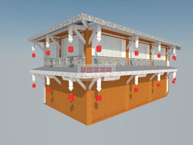 仿古商铺沿街SU模型
