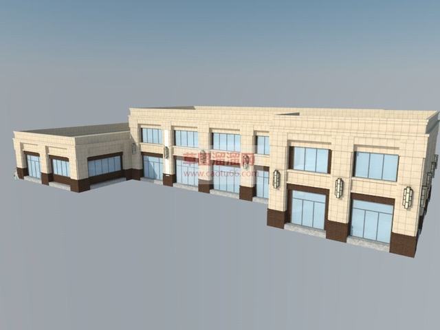 新古典沿街商铺商业街建筑SU模型