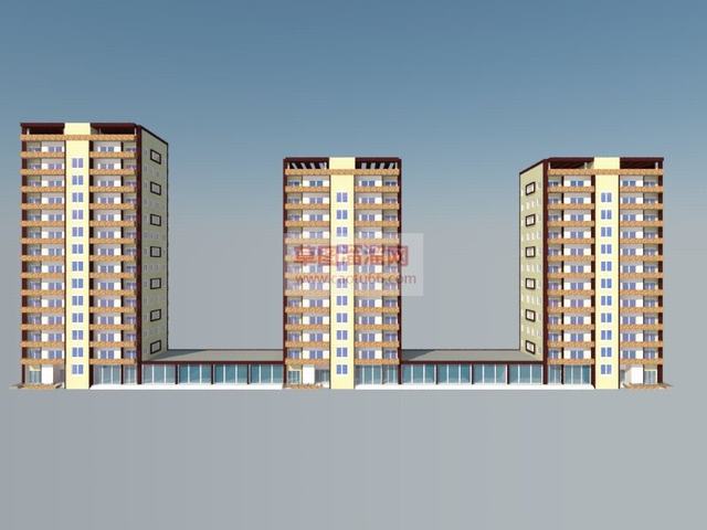 沿街商铺住宅高楼公寓建筑SU模型