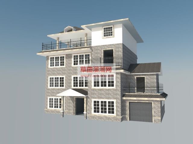 四层楼房别墅户型别墅建筑SU模型