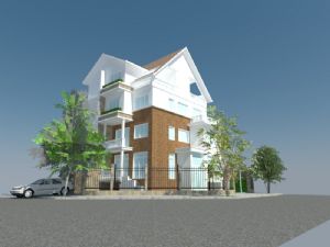欧式高层小别墅建筑住宅SU模型