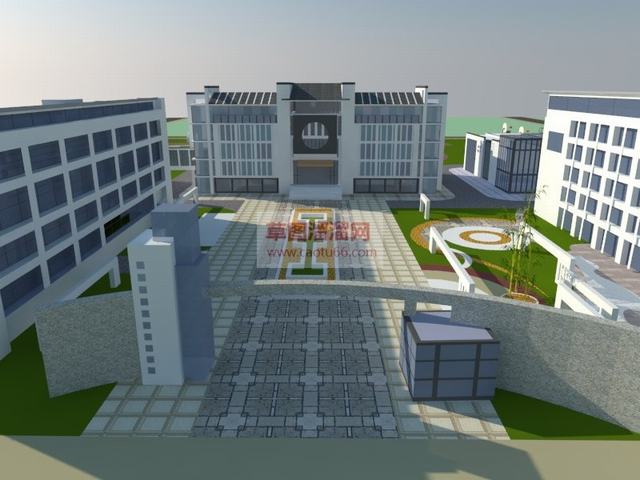 中式建筑中式学校徽派学校SU模型
