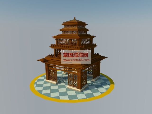 木制景观楼景观楼景观建筑SU模型