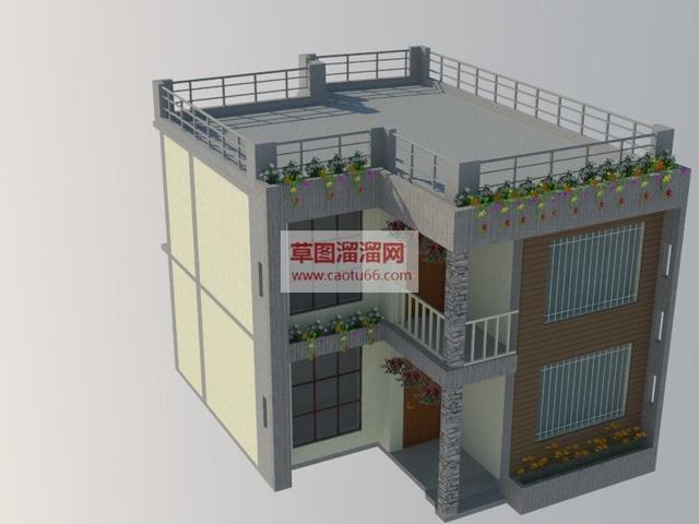 欧式二层建筑乡村住宅SU模型