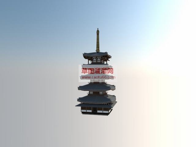 日本法隆寺五重塔SU模型