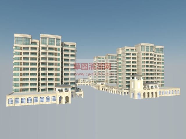 新中式古典小区SU模型