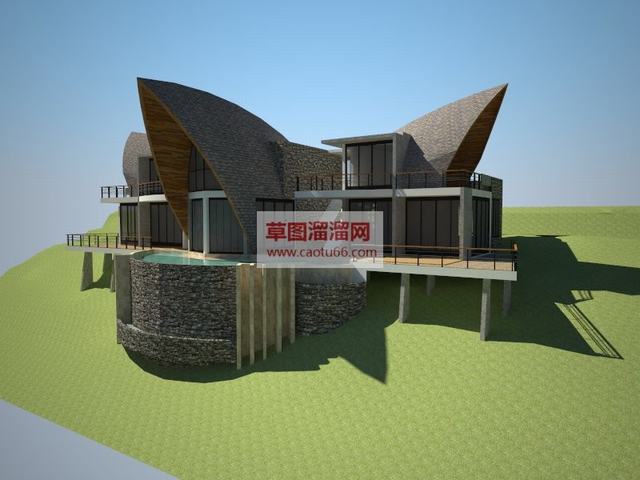 异结构建筑山地别墅别墅建筑SU模型