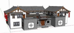 中式住宅合院SU模型