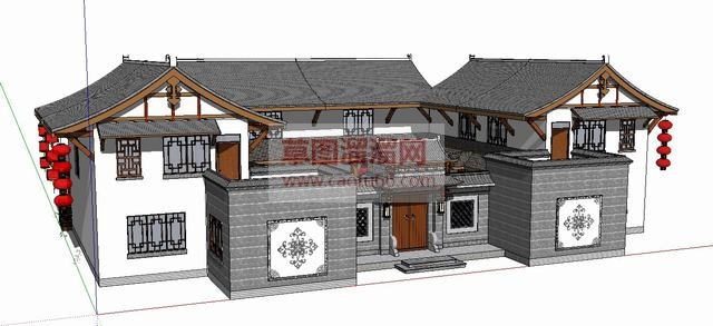中式住宅合院SU模型
