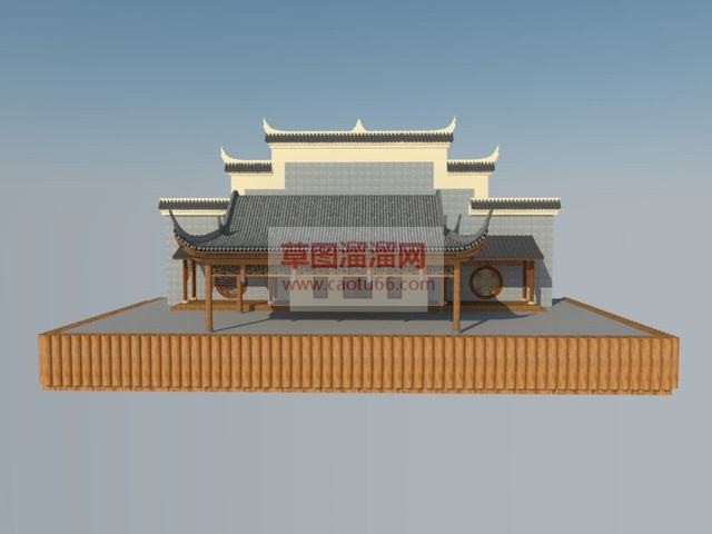 中式乡村戏台SU模型