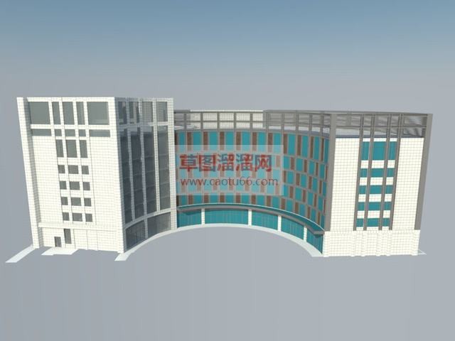 弧形办公楼建筑SU模型