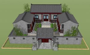 中式四合院建SU模型