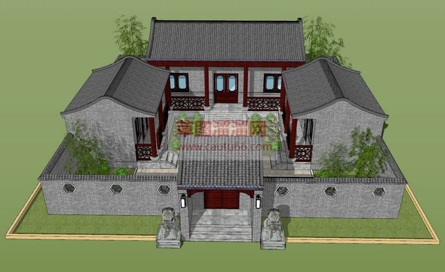 中式四合院建SU模型