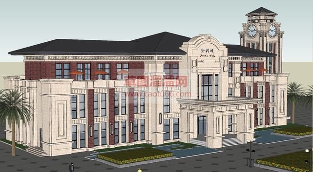 欧式会所建筑SU模型
