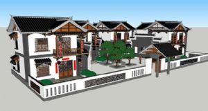 中式合院民居SU模型