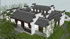 中式四方院制SU模型
