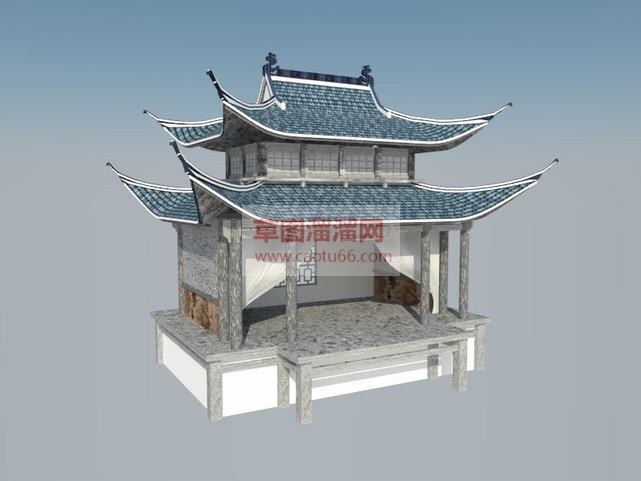 古代戏台戏楼SU模型