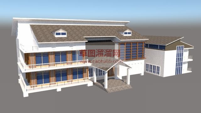 中式会所建筑SU模型