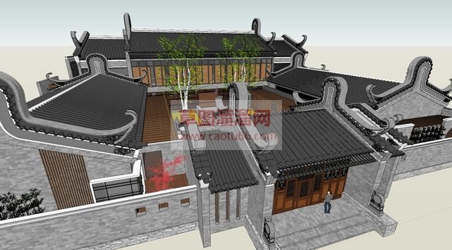 岭南风格四合SU模型