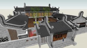 岭南风格四合SU模型