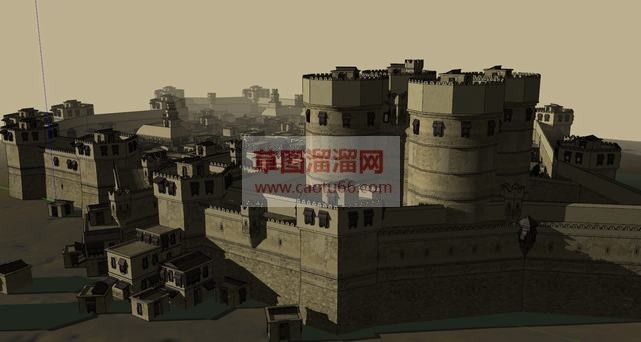 中世纪古城小SU模型