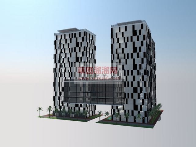 连体酒店建筑SU模型