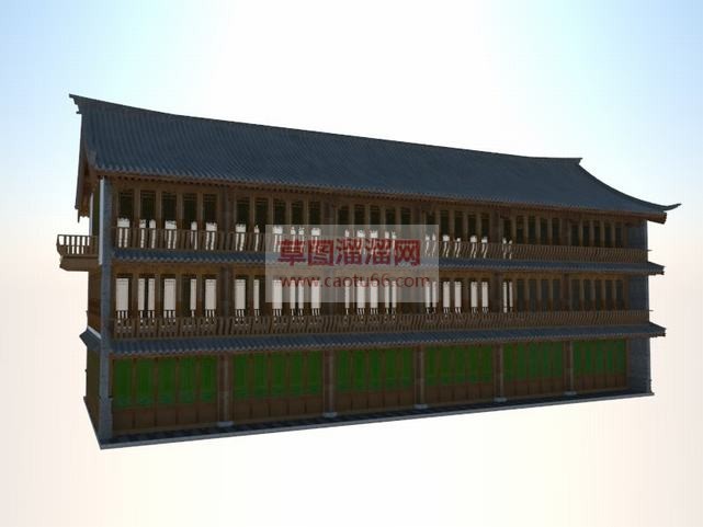 木制客栈民宿SU模型