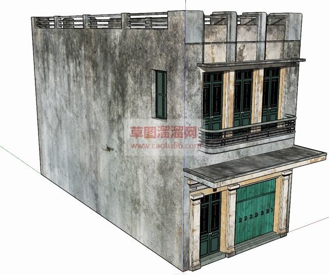 独栋两层盖小SU模型