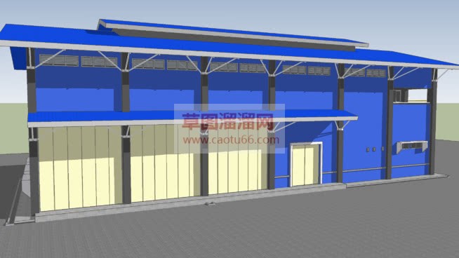 蓝色厂房建筑SU模型