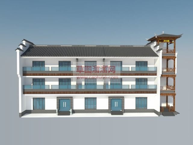中式校园集体SU模型