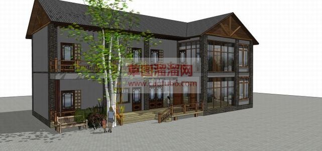 中式乡村瓦顶SU模型