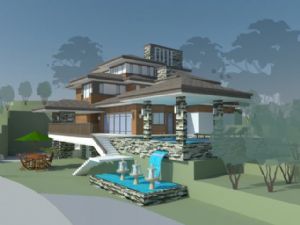 草原风别墅山SU模型 免费sketchup模型下载