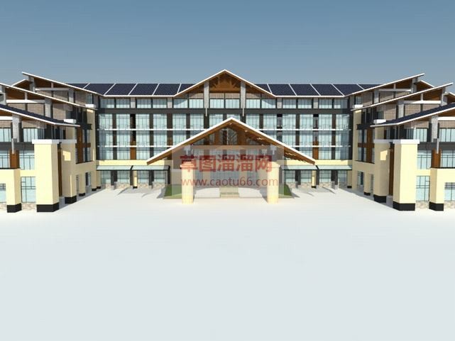 温泉酒店建筑SU模型