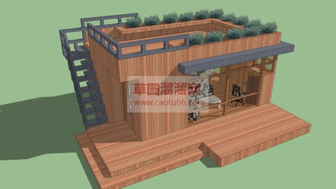 小型木屋别墅SU模型