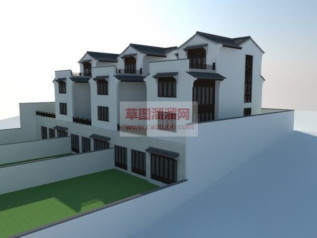 中式山地别墅SU模型